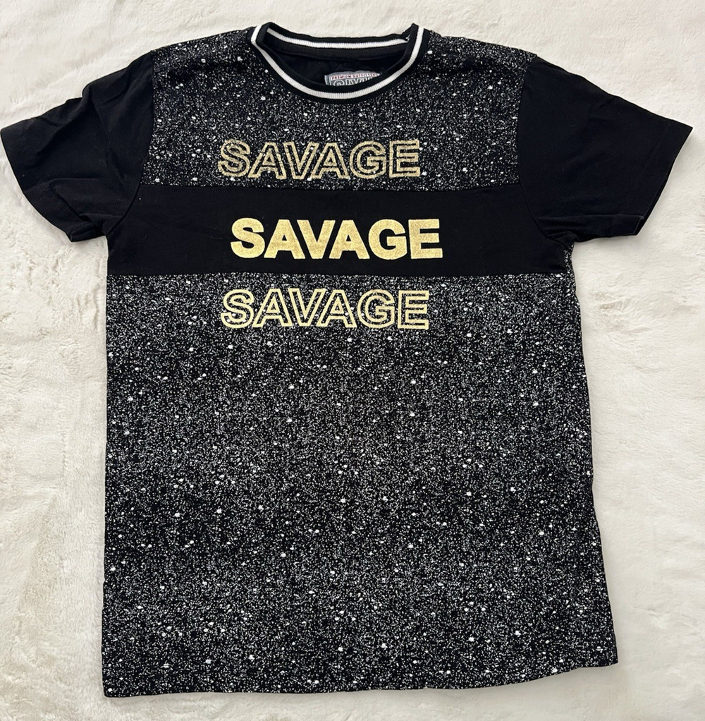 Civil Sector Savage Graphic T Shirt Mens Small Black Gold Print Streetwear